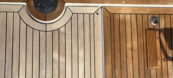 Teak decking prominently featured